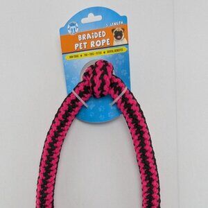 Brooklyn Pet Gear Braided Rope 3' Length Non-Toxic Tug Toss Dental Benefit Pink